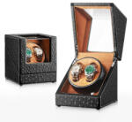  Óraforgató, óratartó doboz 2 karórához fekete színben (watch-winder-2-black)
