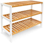Relaxdays Bambusz-fehér 3 polcos cipőtartó 54, 5x70x24, 5 cm 10017705
