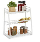 Relaxdays Fém 3 szintes fűszertartó fehér 38x35x18, 5 cm 10038929