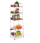 Relaxdays Konyhai tárolópolc 5 szintes fehér-barna 121, 5x40x30 cm 10034349_49