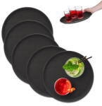 Relaxdays Kerek 5 db-os tálalótálca készlet 35 cm-es fekete 10049532