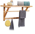 Relaxdays Fali törölközőtartó fürdőszoba polc bambusz 30x60x35 cm 10017155