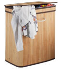 Relaxdays Szögletes bambusz szennyeskosár fedéllel 95 literes natúr 10024237_nt