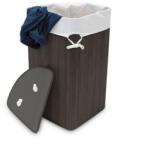 Relaxdays Sarok szennyeskosár bambusz fekete 60 literes 10019052_46