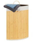Relaxdays Sarok szennyeskosár bambusz krémszín 60 literes 10019052_550