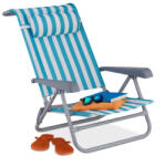 Relaxdays Összecsukható napozószék kempingszék fejpárnával kék-fehér 10035904