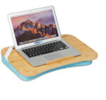 Relaxdays Bambusz laptoptartó natúr-kék párnával 10036710
