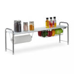 Relaxdays Fűszertartó polc konyhai tekercstartóval fém 32x94x23 cm 10030053