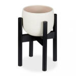 Relaxdays Bambusz virágtartó állvány fekete 10028821