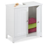 Relaxdays Molly mosdó szekrény ajtókkal fehér 60x60x31 cm 10049753