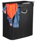 Relaxdays Szögletes bambusz szennyeskosár fedéllel 95 literes fekete 10024237_sw