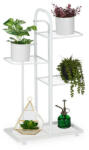 Relaxdays Fém virágtartó 4 szintes fehér 72, 5x44x22, 5 cm 10047182