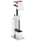 Relaxdays WC papír tartó wc kefe szett ezüst - fekete 69x25x18 cm 10037436