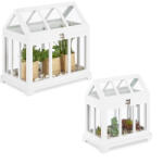 Relaxdays Beltéri mini üvegház 2 db-os szett fehér 10036901
