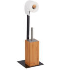 Relaxdays Modern WC-kefe és papírtartó szett bambusz és fém 10027611