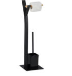 Relaxdays Szabadon álló WC-papírtartó fekete-natúr 10038005