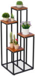 Relaxdays Modern lépcsős virágtartó 4 polccal barna-fekete 100x40x40 cm 10038796_746