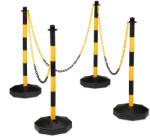 Relaxdays Láncos műanyag terelőoszlop parkolásgátló sárga-fekete 4 db-os készlet 10049675