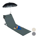 Relaxdays Strandágy napozóágy napernyővel antracit 10026477_an