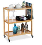 Relaxdays Bambusz zsúrkocsi 3 polccal 76, 5x58x30 cm 10024182