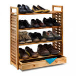 Relaxdays Diófa cipőtartó fiókkal 81x70x27 cm 10019277