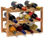 Relaxdays Diófa palacktartó 12 palackhoz 28x42, 5x21 cm 10019279