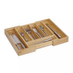 Relaxdays Kihúzható bambusz evőeszköztálca 31, 5-49 x 37 cm 10016098