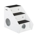 Relaxdays Kutyalépcső 3 lépcsővel mancs mintával fehér-fekete 10047388