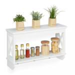 Relaxdays Vintage fali fűszertartó polc 3 akasztóval fehér 40x66x20 cm 10032187