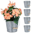 Relaxdays Vödör alakú virágcserép cink 5 db-os szett 10037398