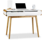 Relaxdays Fehér íróasztal fiókokkal skandináv dizájn 10020982