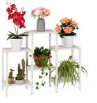 Relaxdays Fából készült 6 polcos virágtartó M fehér 70x89x26, 5 cm 10026343_58