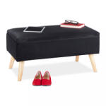 Relaxdays Bársony pad tárolóhellyel 41x80x40 cm fekete