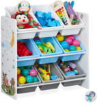 Relaxdays Erdei állatmintás gyerekpolc 9 játéktároló dobozzal 10030551_469