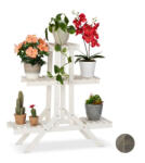 Relaxdays Fából készült 3 polcos virágtartó fehér 83x83x28 cm 10026331_49