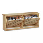 Relaxdays Billenőajtós diófa cipőtartó 38x94x20 cm 10020152