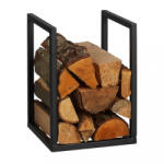 Relaxdays Modern fém tűzifatároló állvány fekete 40x30x30 cm 10047807