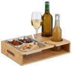 Relaxdays Bambusz tálaló rozsdamentes acél tálal harapnivalókhoz és italokhoz 10049430