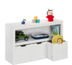 Relaxdays Fehér gyermekpolc 3 kerekes dobozzal 60x102x30 cm 10050147