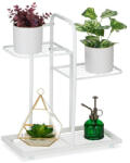 Relaxdays Fém virágtartó 3 szintes fehér 50, 5x44x22 cm 10047180