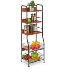 Relaxdays Konyhai tárolópolc 5 szintes fekete-barna 121, 5x40x30 cm 10034349_46