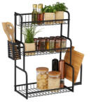 Relaxdays Fém fűszertartó állvány 3 polcos fekete 10035383