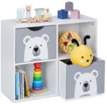 Relaxdays Macis játéktároló polc 4 rekeszes fehér-szürke 48x60x24, 5 cm 10045515