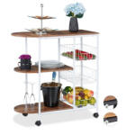 Relaxdays Induszriális zsúrkocsi barna-fehér színben 84x83x37 cm 10031524_470