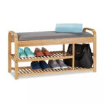 Relaxdays Cipőpad tárolóhellyel natúr-szürke 50x100, 5x33 cm 10030565