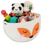 Relaxdays Kerek szövet játéktároló kosár róka motívummal 26x35 cm 10044987