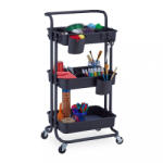 Relaxdays Rolly 3 szintes zsúrkocsi fekete 10042504