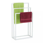 Relaxdays Fém törölközőtartó 3 rúddal fehér 82, 5x46x21 cm 10043540