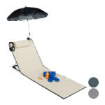 Relaxdays Strandágy napozóágy napernyővel bézs 10026477_bg