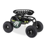 Relaxdays Kertikocsi üléssel fekete 10033040